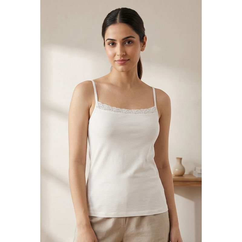 Zivame Square Neck Camisole- White (L)