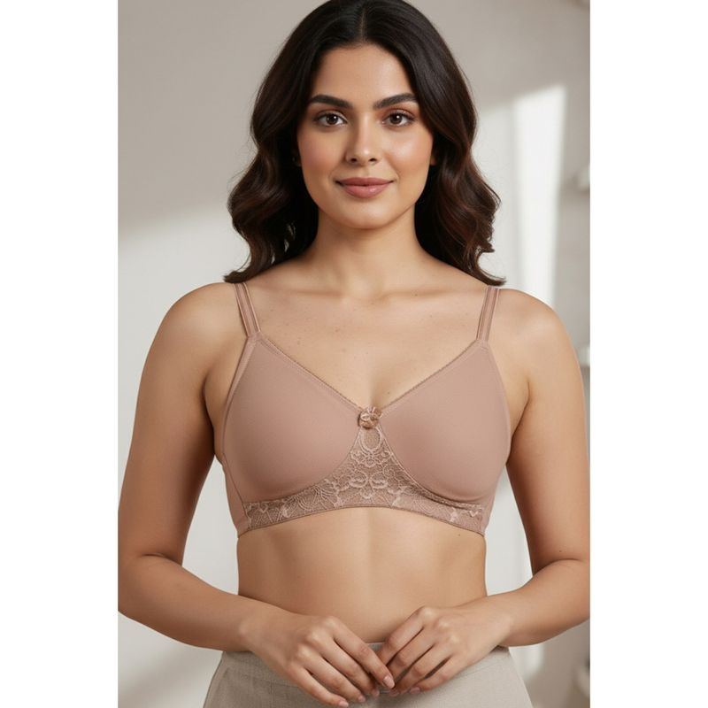 Zivame Cotton Double Layered Wirefree Bra - Skin (36B)