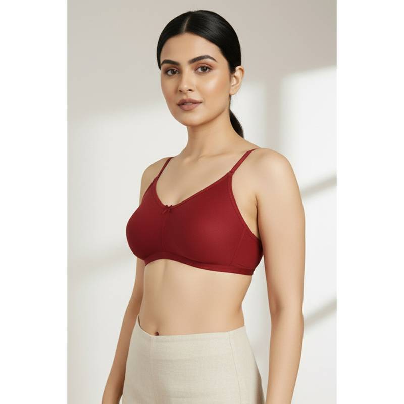 Zivame Rosaline Double Layered Wirefree Super Support Bra - Red (32D)