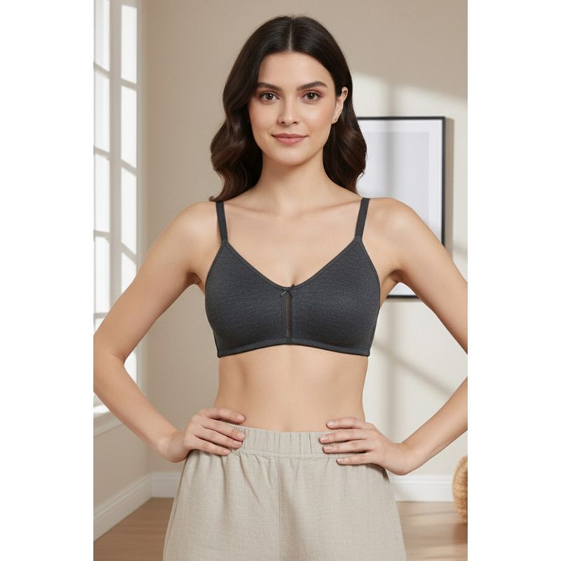 Zivame Rosaline Double Layered Wirefree Super Support Bra - Grey (34B)