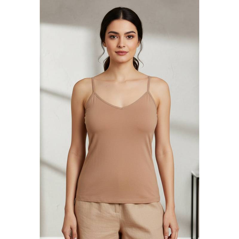 Zivame Basic V-Neck Camisole- Skin (L)