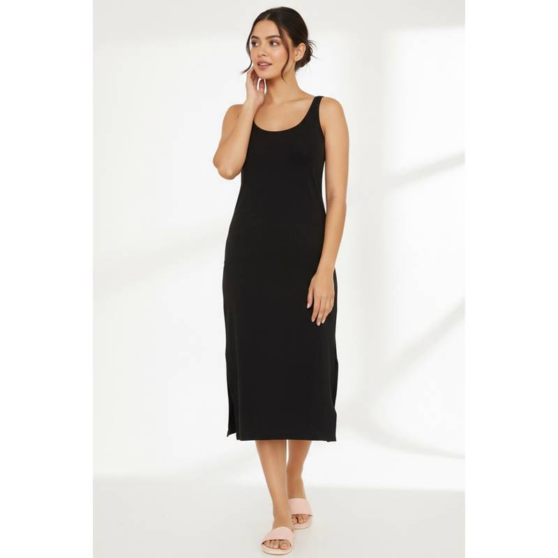 Zivame Mid-Calf Length Slip - Black (S)