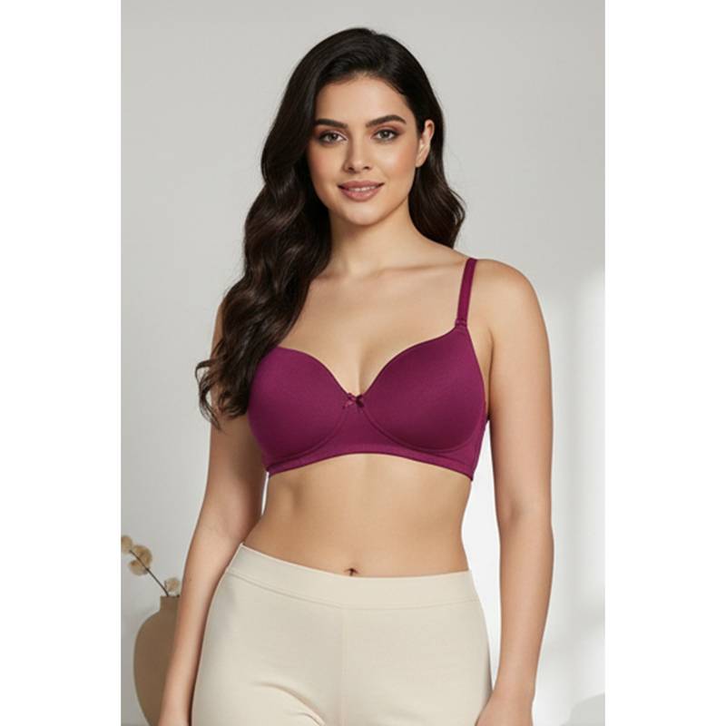 Zivame Padded Non Wired 3/4th Coverage Bra - Raspberry Radiance (32C)