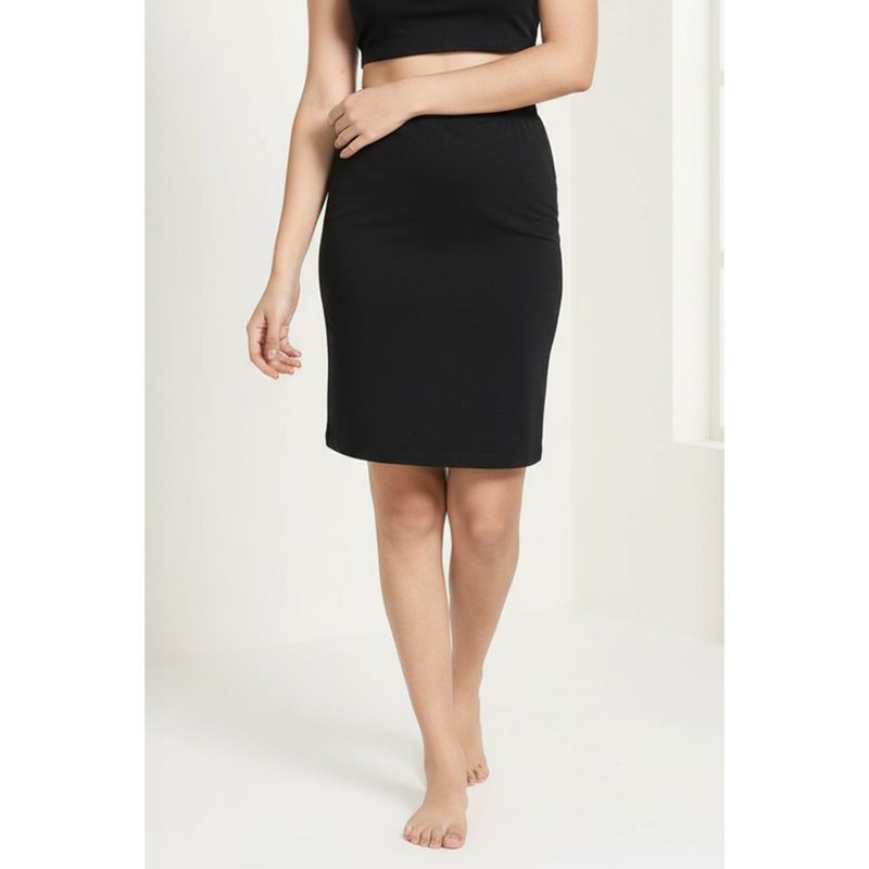 Zivame Knee Length Layering Skirt - Black (M)