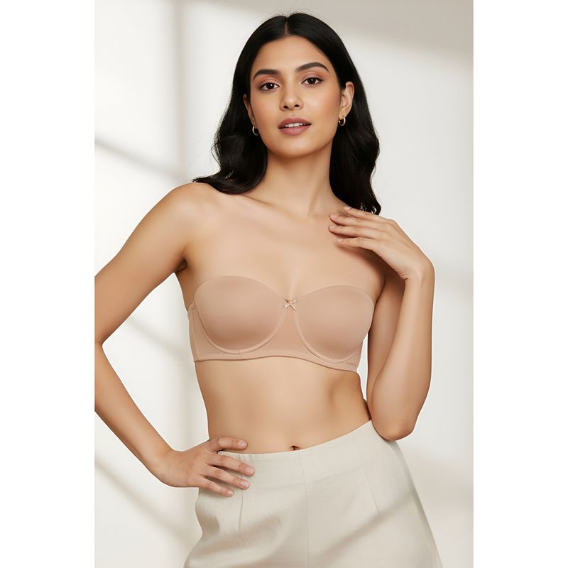 Zivame Padded Wired 3/4th Coverage Strapless Bra - Nude (32B)