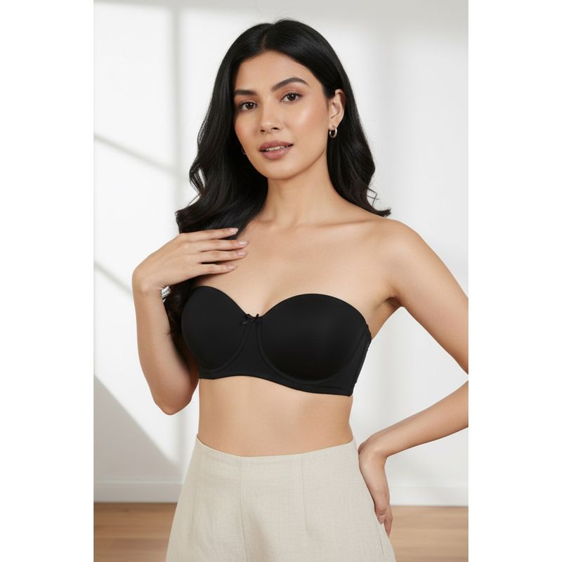Zivame Padded Wired 3/4th Coverage Strapless Bra-Anthracite - Black (32B)