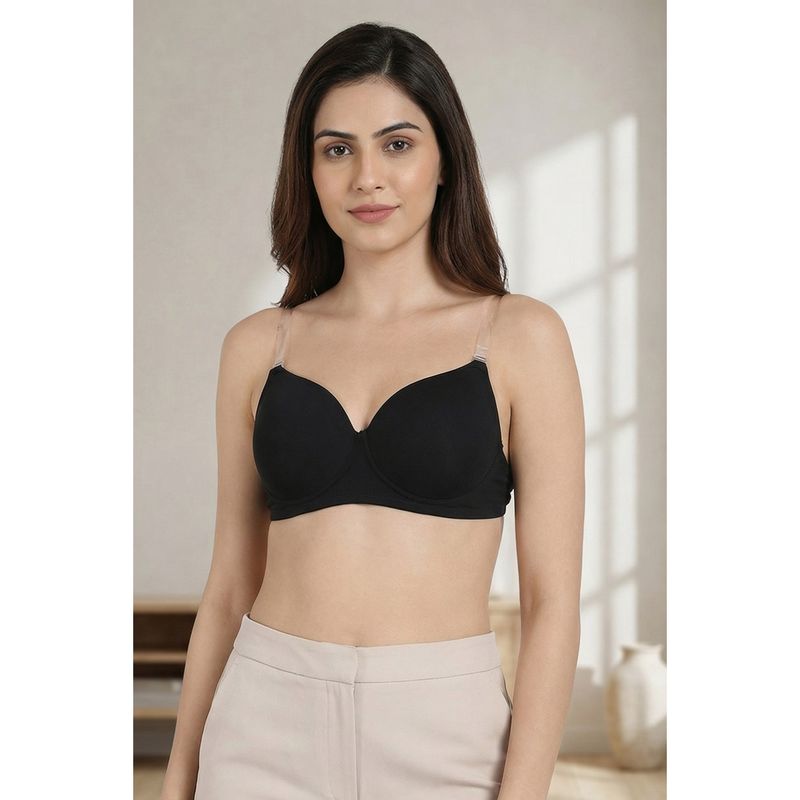 Zivame Mid Fashion Medium Padded Non Wired 3/4th Coverage Backless Bra - Black (38B)