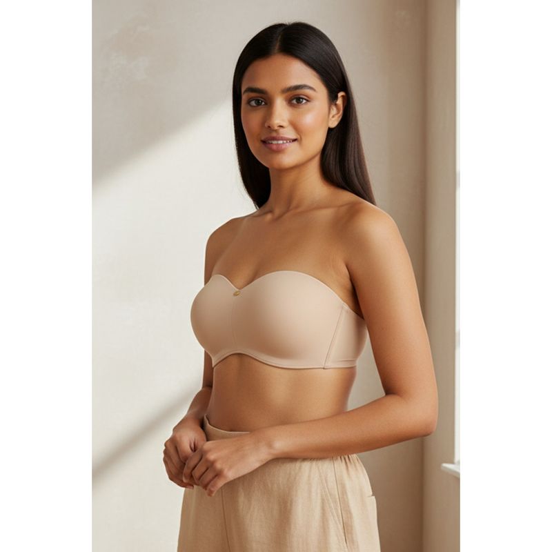 Zivame Innovation Padded Non Wired 3/4Th Coverage Strapless Bra - Roebuck - Nude (32B)