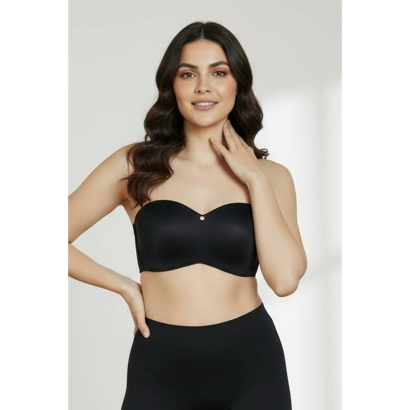 Zivame Innovation Padded Non Wired 3/4th Coverage Strapless Bra - Anthracite (32B)