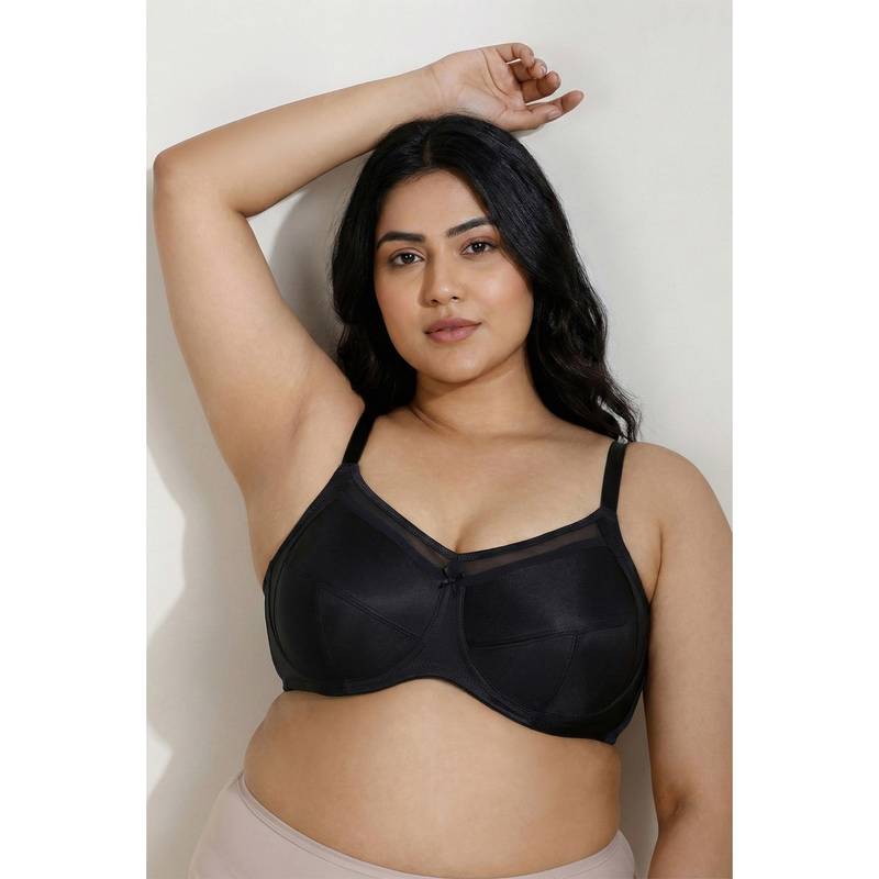 Zivame True Curv Double Layered Wired Full Coverage Super Support Bra - Black (36DD)