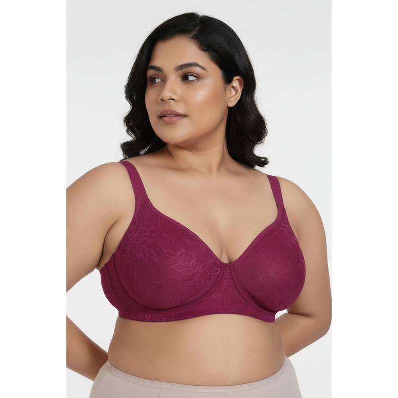 Zivame True Curv Lightly Lined Wired 3-4th Coverage Super Support Bra - Beet (34DD)