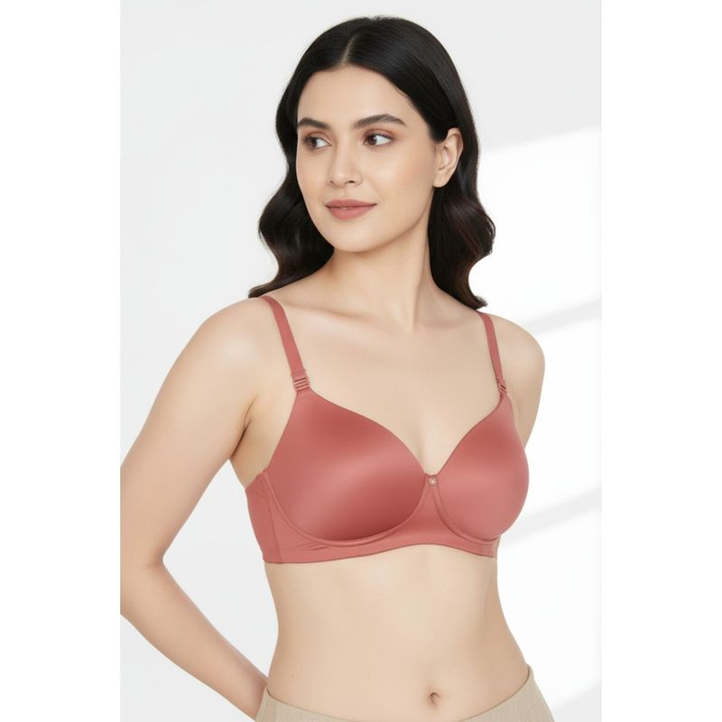 Zivame Marshmallow Padded Non Wired 3/4Th Coverage T-Shirt Bra - Dusty Cedar (38C)
