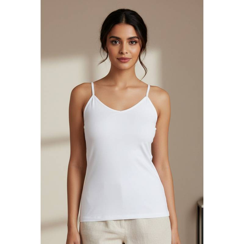 Zivame Knit Cotton Camisole - Bright White (XL)