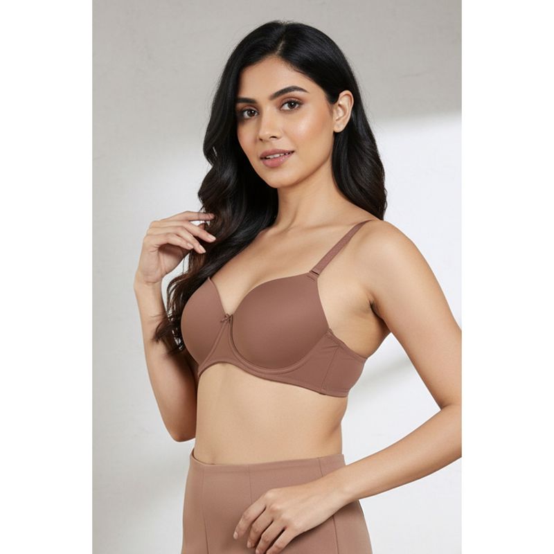 Zivame Padded Wired 3-4th Coverage T-Shirt Bra - Nutmeg (32C)