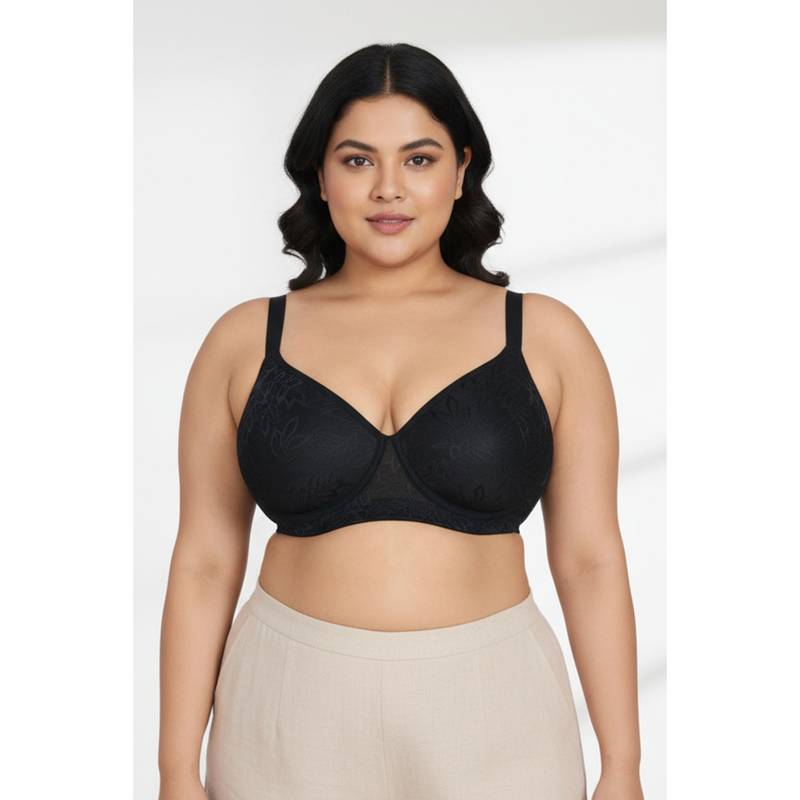 Zivame True Curv Lightly Lined Wired 3-4th Coverage Super Support Bra-Anthracite (34DD)