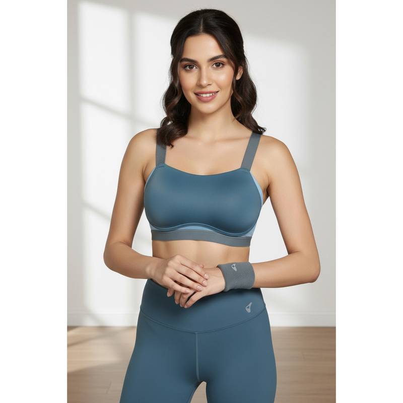 Zivame Padded High Impact Quick Drying Sports Bra- Indian Teal (32B)