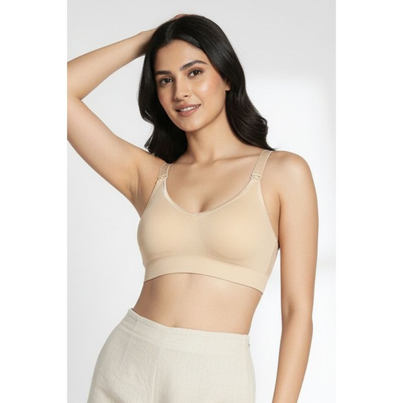 Zivame Maternity Padded Seamless Nursing Bra - Skin (L)