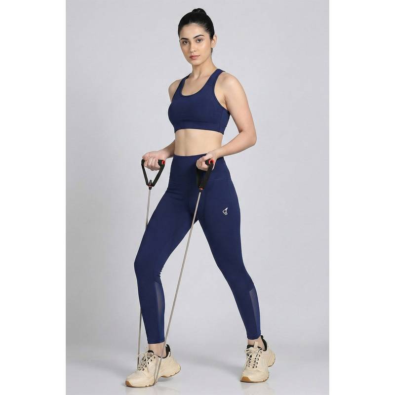 Zivame Women Zelocity Quick Dry Gym Leggings - Navy Blue Depth (S)