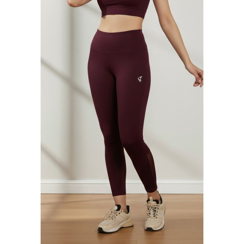 Zivame Women Zelocity Quick Dry Gym Leggings - Fig Maroon (M)