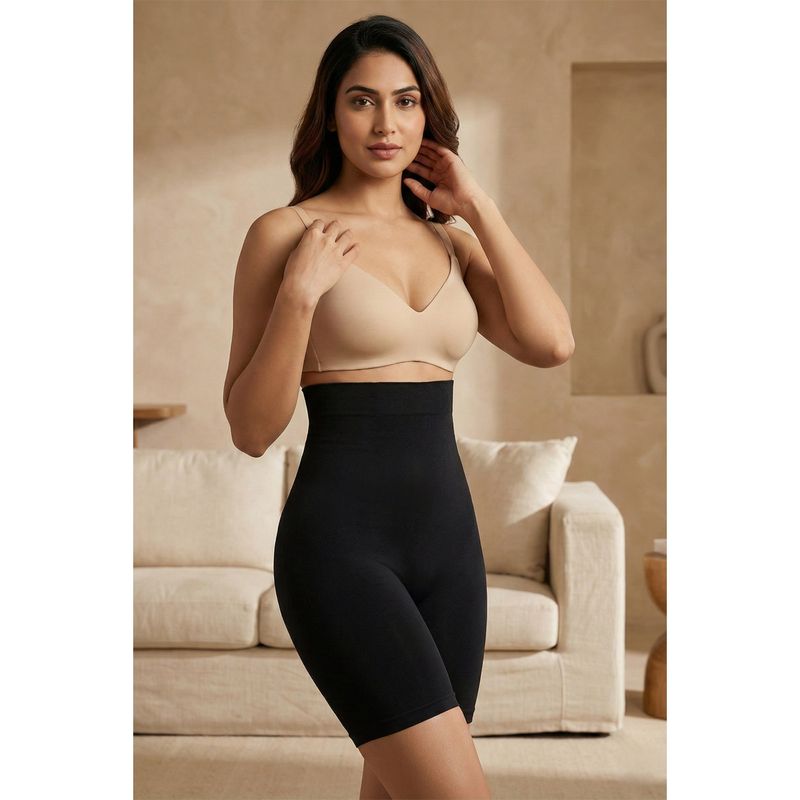 Zivame Women Black All Day Seamless Highwaist Thigh Shaper (XL)