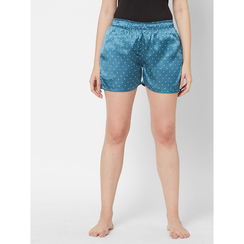 Sweet Dreams Teal Women Polka Print Shorts (XL)