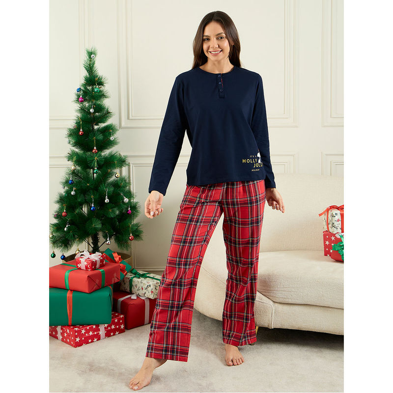 Sweet Dreams Navy Blue Snoopy Holly-Jolly Nightsuit (Set of 2) (S)