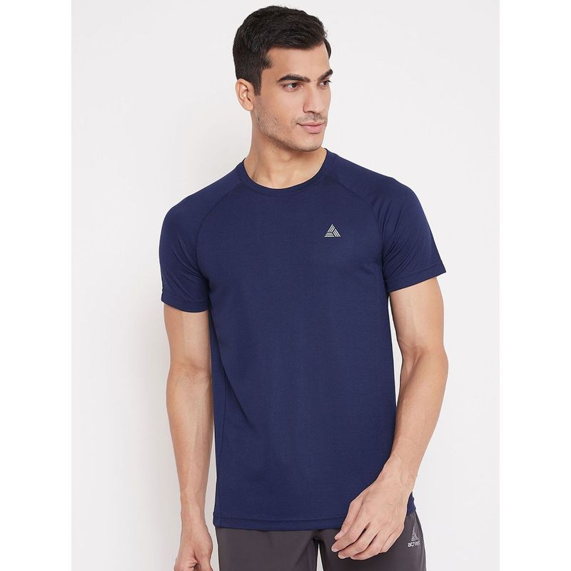 Athlisis Men Navy Blue Solid DRY PLUS Light Weight Running T-shirt (L)