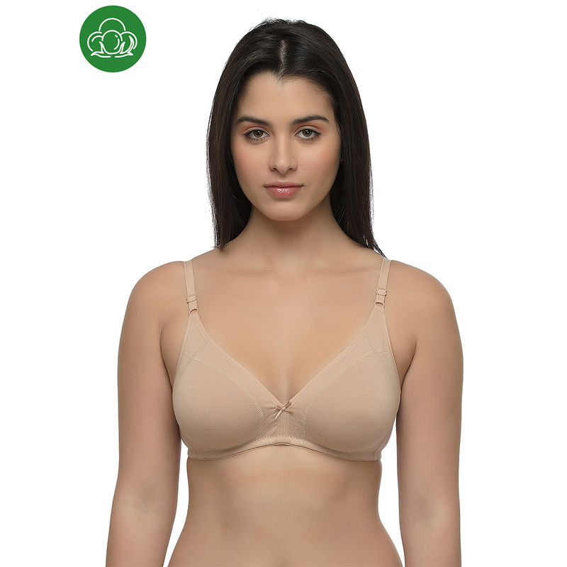 Inner Sense Organic Cotton Antimicrobial Seamless Bra with Supportive Stitch - Nude (30B)