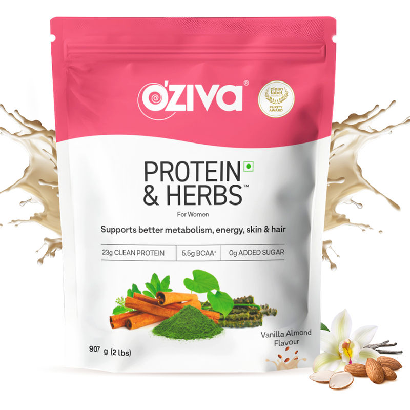 OZiva Protein & Herbs Women, with Multivitamins for Better Metabolism, Skin & Hair, Vanilla Almond