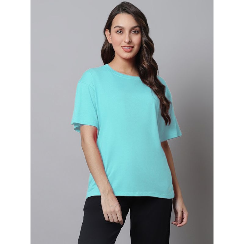 Kanvin Turquoise Women Solid T-shirt (M)