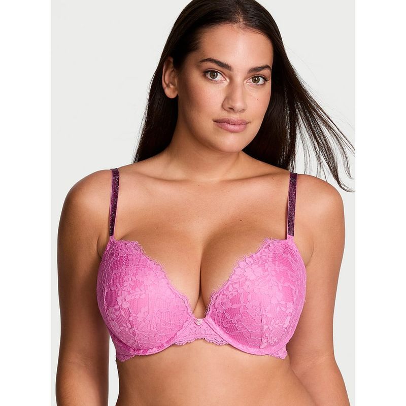 Victoria's Secret Dream Angels Twinkle Strap Lace Push-Up Bra Pink (32A)
