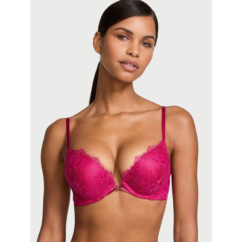Victoria's Secret Very Sexy Bombshell Add-2-Cups Rose Lace Push-Up Bra Pink (38C)