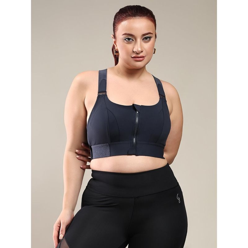 Buy BRACHY Indigo Women High Impact Front Zip Full Coverage Cross