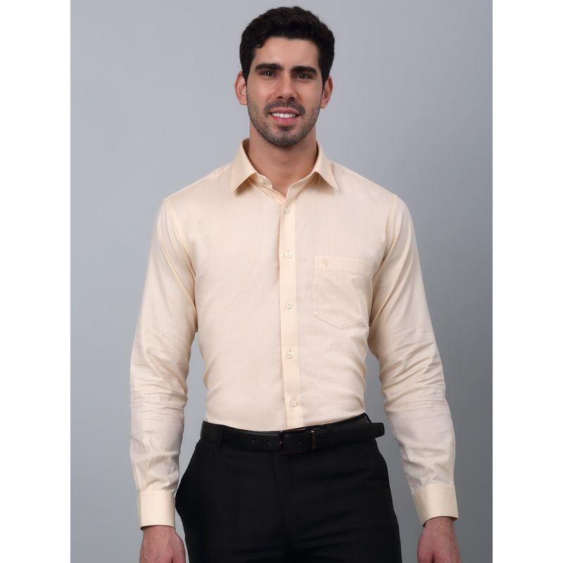Cantabil Men Lemon Self Design Cotton Full Sleeve Formal Shirt (38)