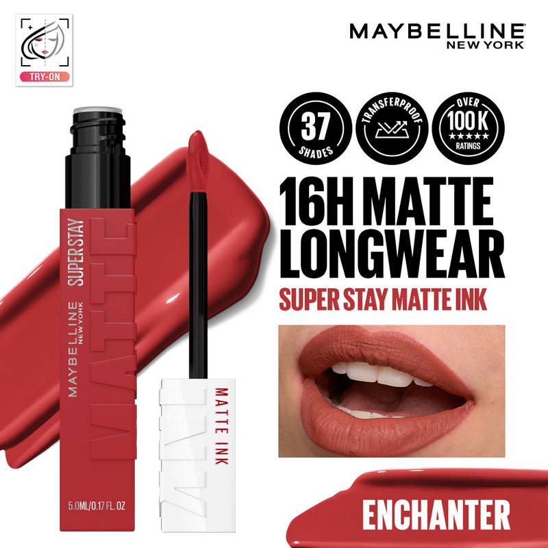 Maybelline New York Super Stay Matte Ink Liquid Lipstick, Lasts Up to 16H - 380 Enchanter