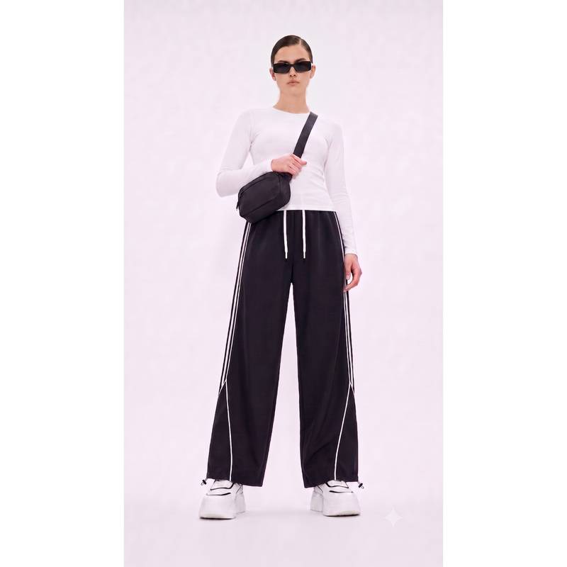 Kvetoo Womens Wide Leg Track Pants Black (XL)