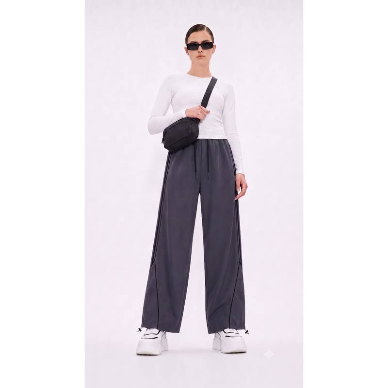 Kvetoo Womens Wide Leg Track Pants Grey (M)