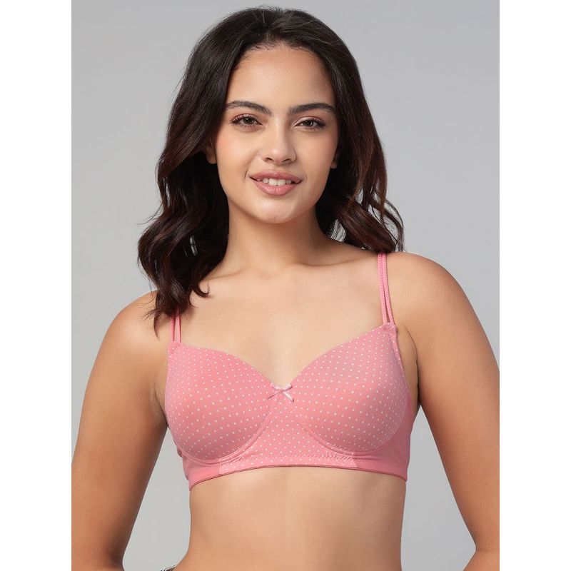 Clovia Polyamide Padded Full Cup Wire Free T-Shirt Bra - Pink (32B)