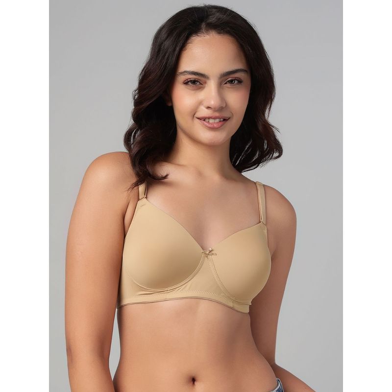 Clovia Polyamide Solid Padded Full Cup Wire Free T-Shirt Bra - Beige (32C)