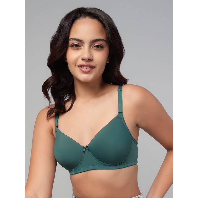 Clovia Polyamide Solid Padded Full Cup Wire Free T-Shirt Bra - Teal (34C)