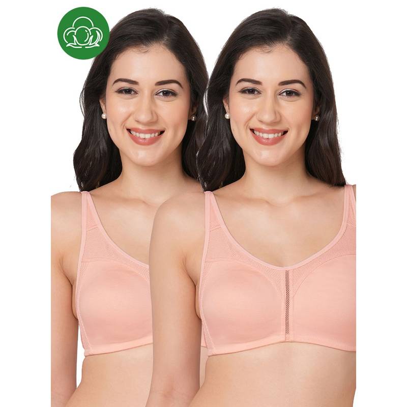 Inner Sense Organic Cotton Full Coverage Plus Size M Frame Bra Peach (Pack of 2) (32B)