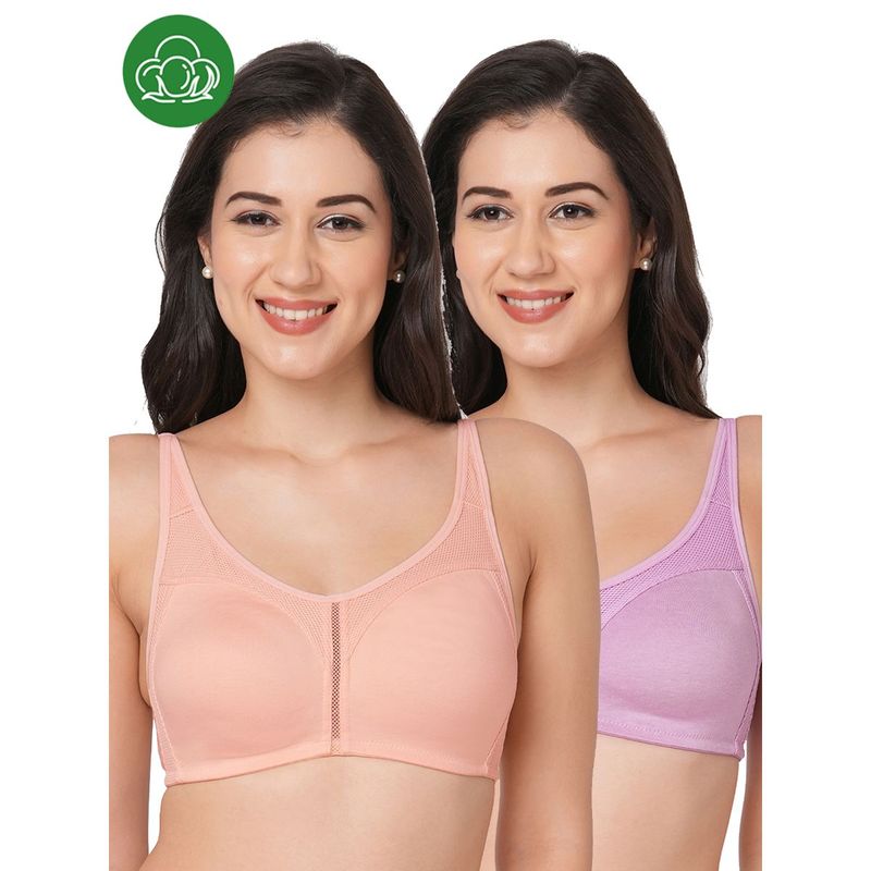 Inner Sense Organic Cotton Full Coverage Plus Size M Frame Bra Multi-Color (Pack of 2) (44B)