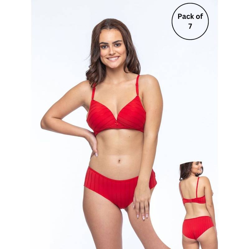 Curwish Week Of Comfort - 7-Day T-Shirt Bra & Panty Multi-Color (Pack of 7) (30C/S)