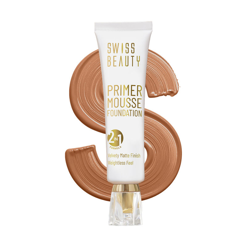 Swiss Beauty Primer Mousse Foundation 2 In 1 Velvety Matte Finish Weightless Feel - 09 Light Almond