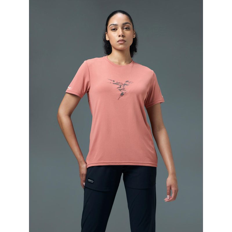 Technosport Women Pink Solid Regular Fit Round Neck Sports T-Shirt with Technocool+ (S)