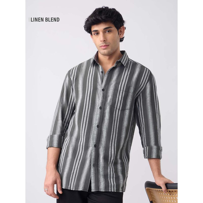 The Souled Store Cotton Linen Stripes: Horizon Men's Cotton Linen Shirt (3XL)