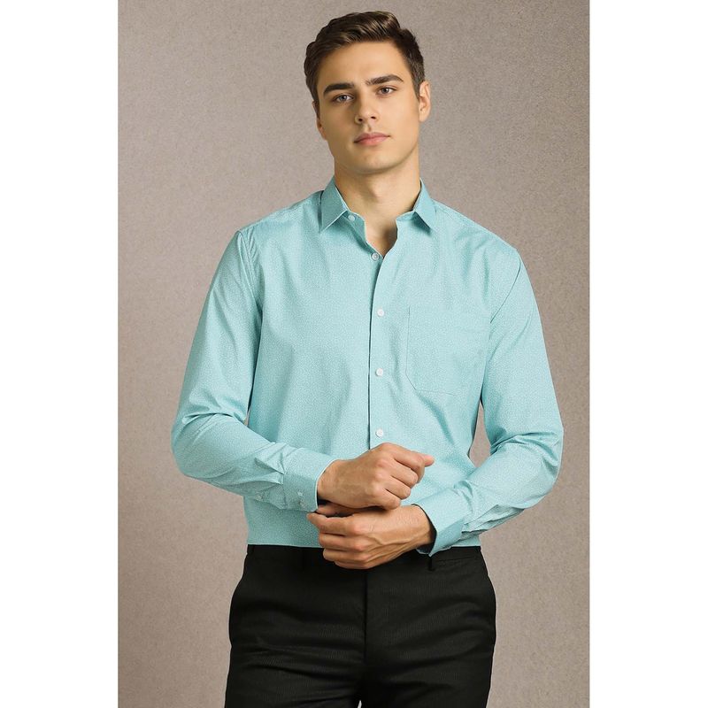 Louis Philippe Men's Light Blue Printed Full Sleeves Formal Shirt (40)