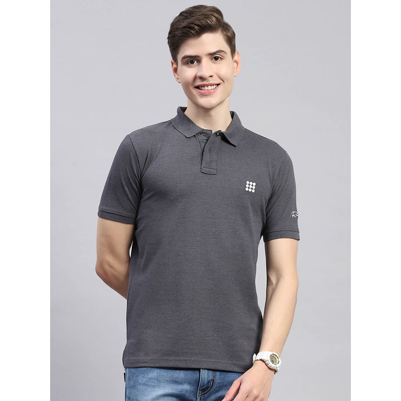 Rock.it Mens Grey Solid Half Sleeve Polo T-Shirt (M)