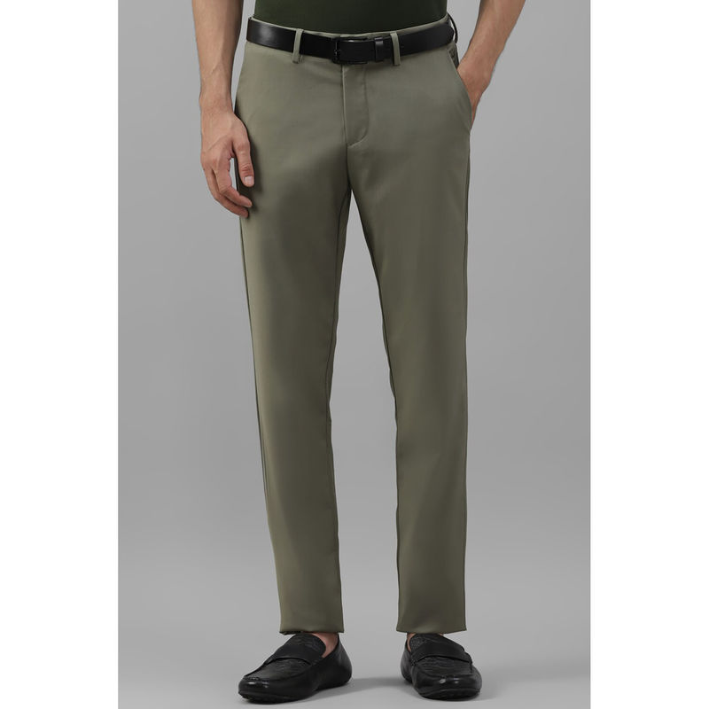 Allen Solly Men Olive Slim Fit Solid Casual Trousers (30)