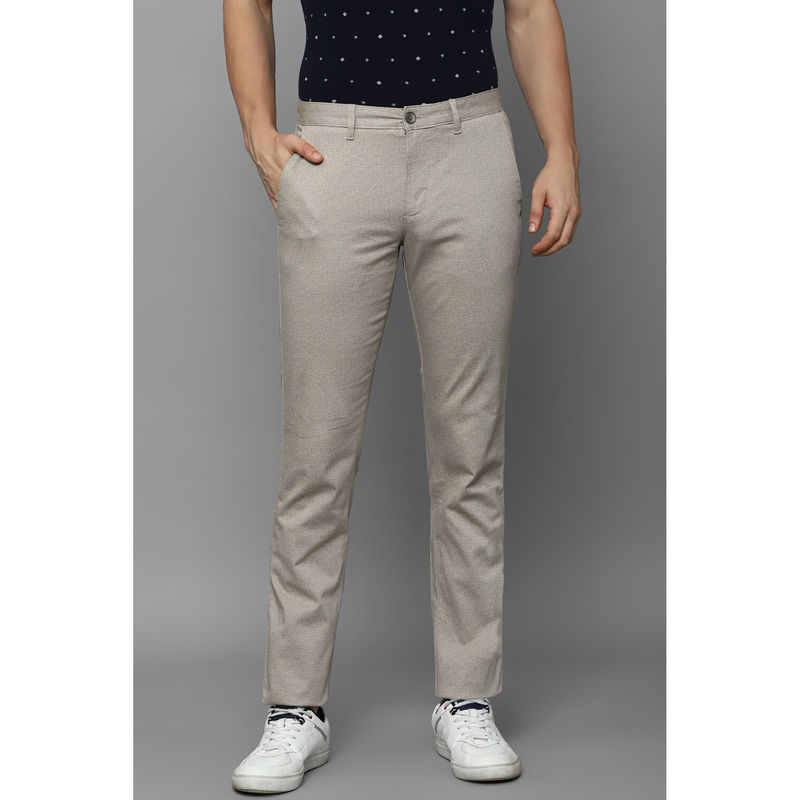 Louis Philippe Men Beige Super Slim Fit Textured Flat Front Casual Trousers (36)